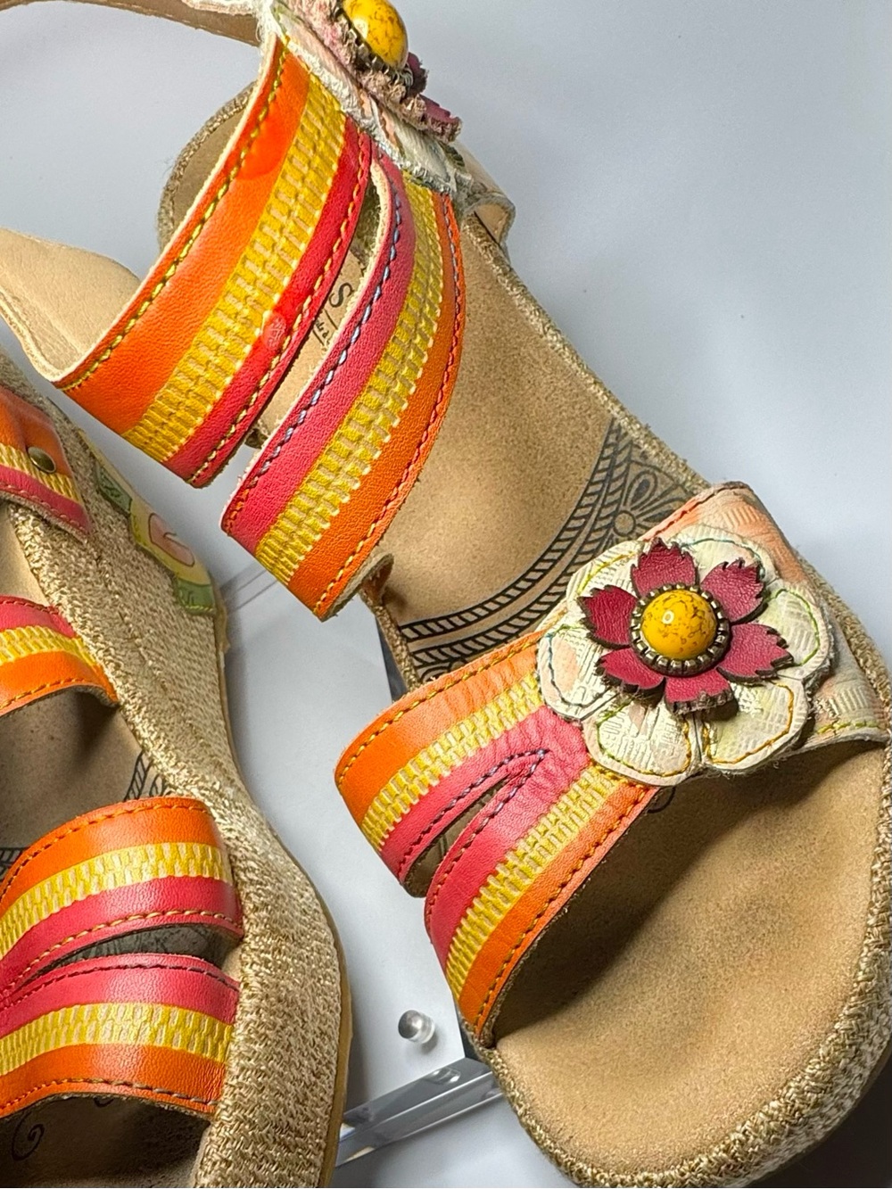 L’Artiste Spring Step KARNIT hand painted Floral Leather Espadrille Wedge EU 41 - Picture 3 of 13
